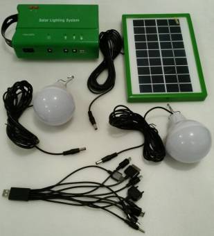 Комплект автономной солнечной системы освещения и 2 светодиодные Led лампы Solar Energy Kit