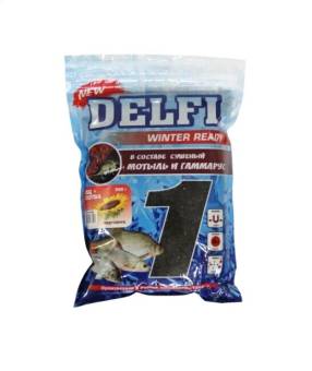 Прикормка зимняя увлажненная DELFI ICE Ready (лещ + плотва; подсолнух, черная, 500 г)