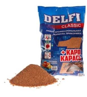 ПРИКОРМКА "Delfi classic" (карп + карась; карамель + ваниль, 800 г)
