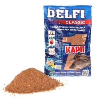 ПРИКОРМКА "Delfi classic" (карп; чеснок + ваниль, 800 г)