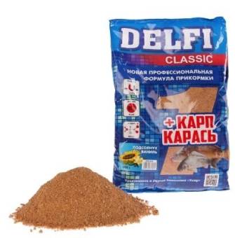 ПРИКОРМКА "Delfi classic" (карп + карась; подсолнух + ваниль, 800 г)