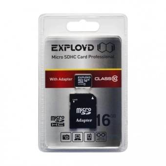 Карта памяти Micro-SD EXPLOYD 16Gb class 10 (+SD адаптер)