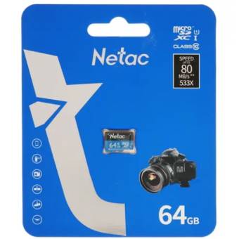 Карта памяти Micro-SD Netac 64Gb class 10