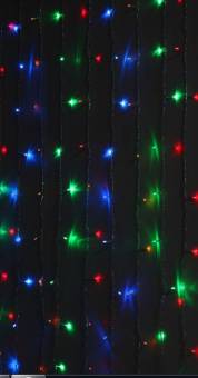 ГИРЛЯНДА LED Дождь/Занавес мультиколор + пульт (ширина 3 м, высота 3 м)