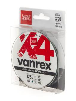 ЛЕСКА VANREX Х4 плетёная 125m, 0.12mm, 5.10kg тёмно-зел. "Lucky John"