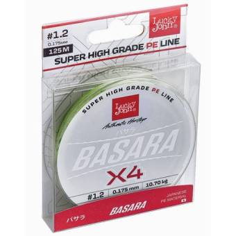 ЛЕСКА BASARA GREEN плетёная #1.2 125m, 0.175mm, 10.70kg. "Lucky John"