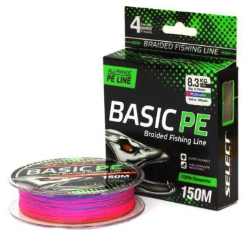 ЛЕСКА плетёная SELECT BASIC PE MULTICOLOR 150m, 0.18mm, 9.9kg. "Select"