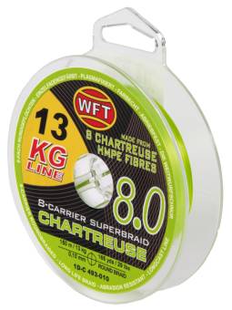 ШНУР плетённый 150m, 0.10mm, 13kg, X8 Chartreuse "WFT"