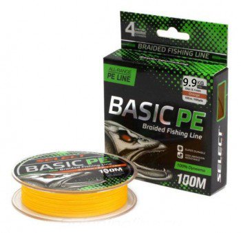 ЛЕСКА плетёная BASIC ORANGE 100m, 0.18mm, 9.9kg. "Select"