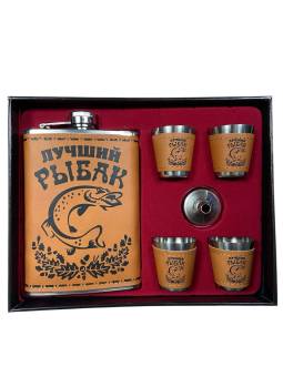 ПОДАРОЧНЫЙ набор "Лучший рыбак"  Фляжка + воронка + 4 стопки