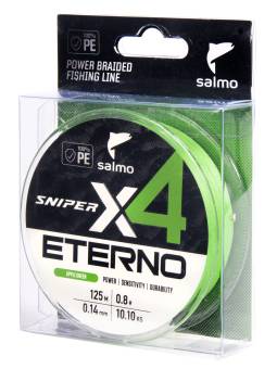 ШНУР плетён. 125m 0.14mm Salmo Sniper х4 ETERNO BRAID Apple Green