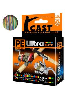 ЛЕСКА плетёная ULTRA ELITE CAST MULTICOLOR 150m, 0.18mm, 13.7kg. "Aqua"