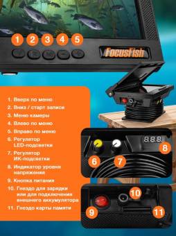 КАМЕРА подводная встр АКБ 7" 15 м 25-26г "FocusFish"с записью