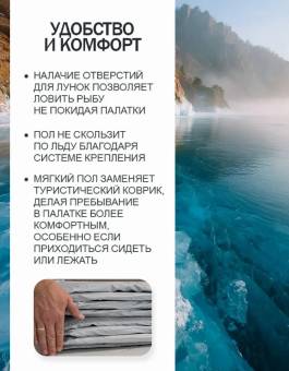 ПОЛ для палатки 220*220см 3 лунки на липучках Оксфорд 300D