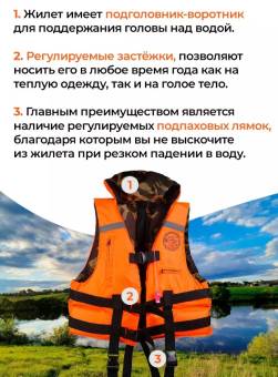 ЖИЛЕТ спасат. до 80 кг двусторонний с воротником Беларусь "Poseidon fish"