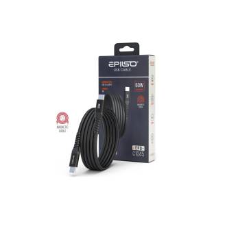 Кабель Epilso USB-С вилка - USB-C вилка, 1 м, 60Вт, чёрный (магнитный) EPD-C1045