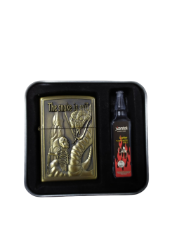 ЗАЖИГАЛКА бензиновая желтая тип Zippo + бензин "Snake"