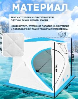 ПАЛАТКА ЗИМНЯЯ КУБ 240*240*220см бело-синяя "2403"  утепленная