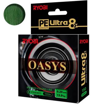 ЛЕСКА плетёная RYOBI OASYS DARK GREEN 150m, 0.20mm, 15.90kg. "Aqua"
