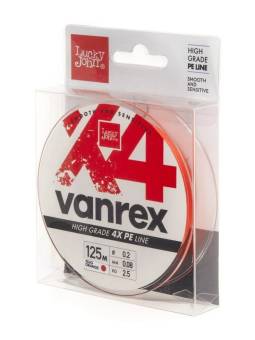 ЛЕСКА VANREX Х4 плетёная 125m, 0.08mm, 2.50kg "Lucky John"