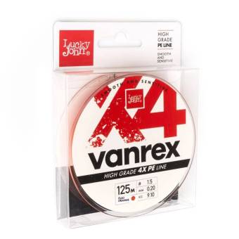 ЛЕСКА VANREX Х4 плетёная 125m, 0.20mm, 9.10kg "Lucky John"