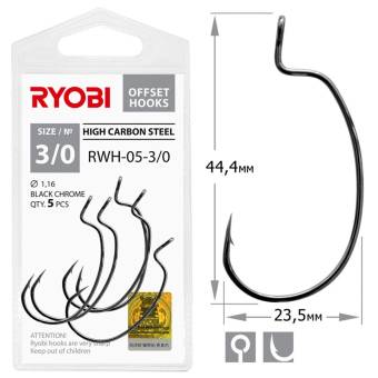 КРЮЧКИ офсетные №3/0 5шт. RWH-05 "Ryobi"