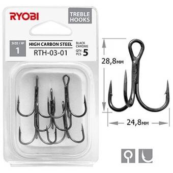 КРЮЧКИ-ТРОЙНИКИ "1" 5шт. RTH-03 "Ryobi"