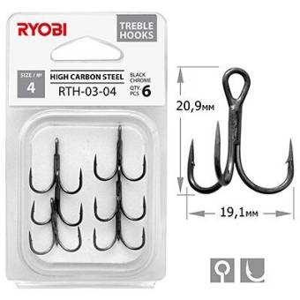КРЮЧКИ-ТРОЙНИКИ "4" 6шт. RTH-03 "Ryobi"