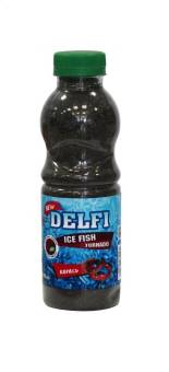 ПРИКОРМКА зимняя "Delfi ice fish tornado" (карась; червь + мотыль, черная, 500 мл)